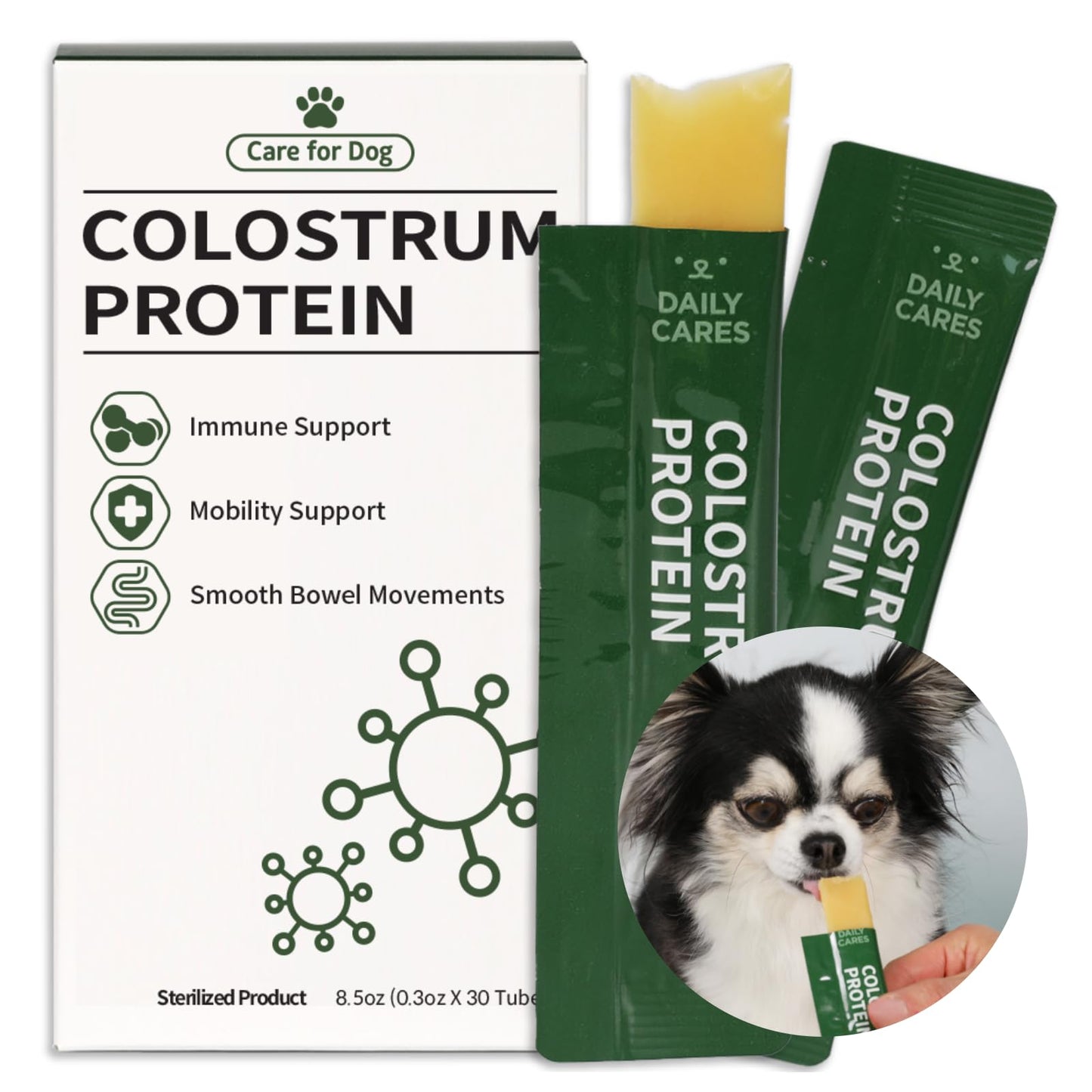 Dr.by Colostrum Protein for Dogs and Puppy – Weight Gain Supplement for Dog - Muscular Strength and Immune System Support with Colostrum Whey Protein Isolate Goat Milk – 30 Tubes