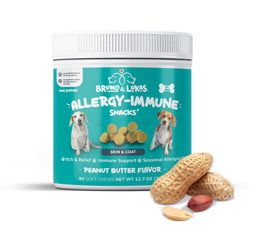 Dog Allergy Relief Chews - Best Probiotic Salmon Oil Anti-Itchy Skin Immune Support Bites for Dogs Omega 3 Supplement for Seasonal Allergies Shedding Control Coat Health Irritation Relief (90 soft Ct)