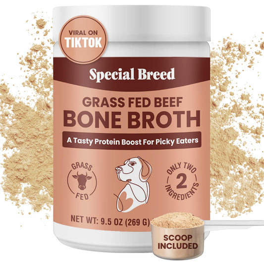 Special Breed Bone Broth Powder for Dogs and Cats - Dog and Cat Food Topper Grass Fed Beef Broth Supplement 9.5 oz